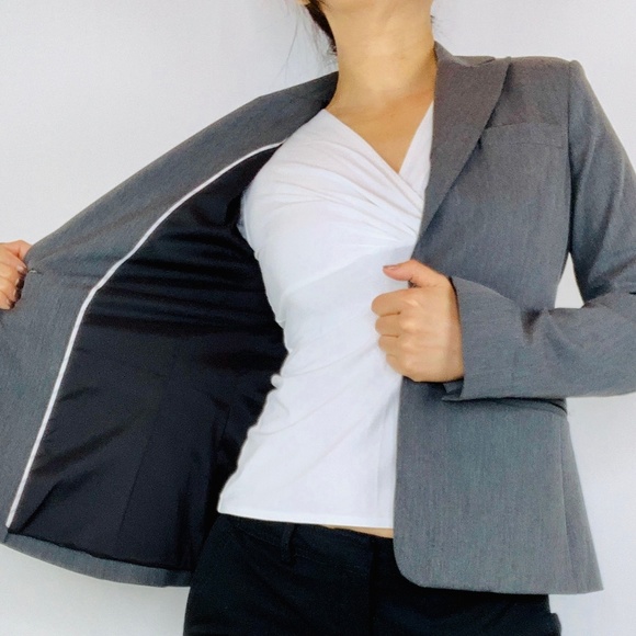 Express Gray Single Button Jacket/Blazer - Picture 1 of 7